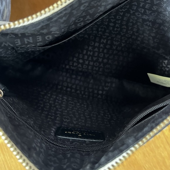 Kate Spade Black Cream Leather Crossbody Bag Adjustable Strap Minimalist Classic - Picture 9 of 11